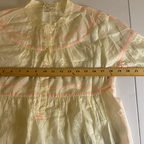 J. Crew Cream Blouse with Pink Accents Sz 4 Cotton & Silk - Picture 8 of 10
